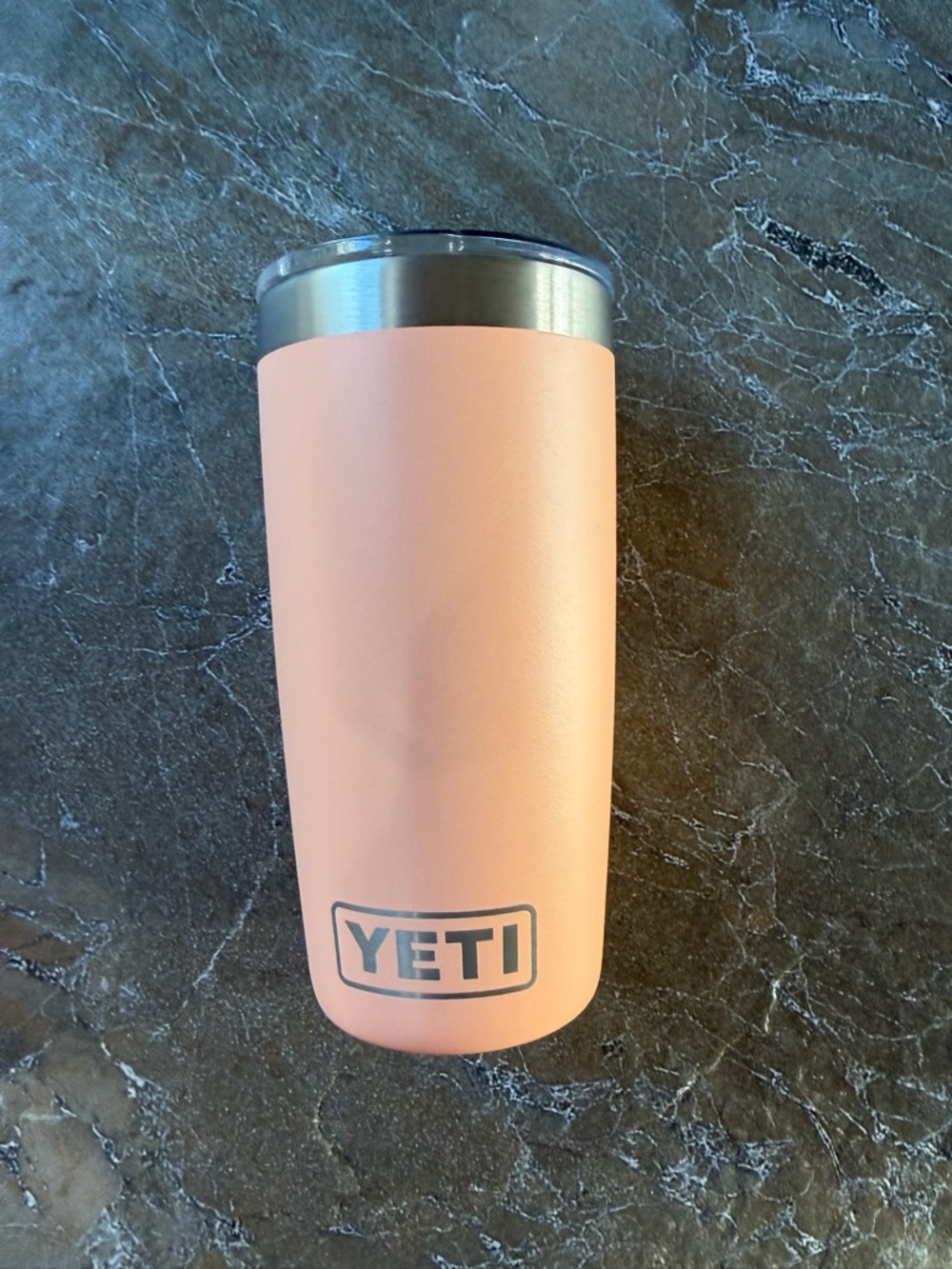 Yeti Peach Matte Tumbler with Stainless Rim. Includes Magslider lid.